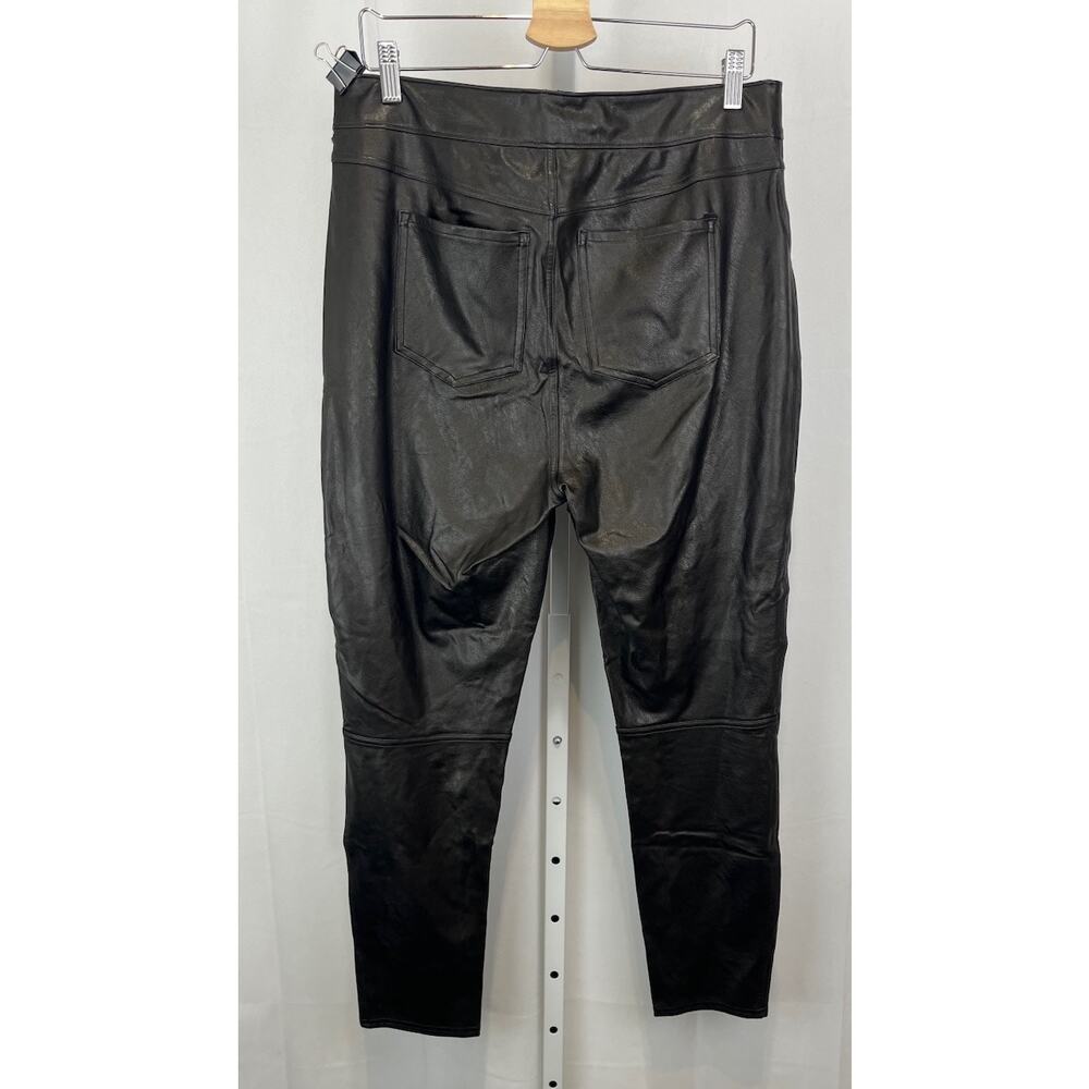 SPANX Leather Like Skinny Ankle Pants 20282R Faux Vegan Pull On Black Size XL - Picture 2 of 11